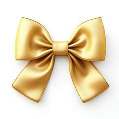 Luxurious Golden Bow Isolated on White Background. Generative ai