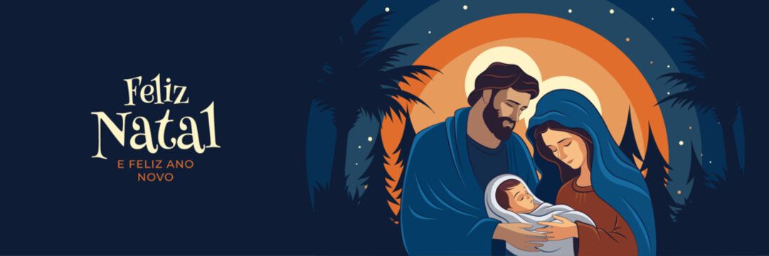 Noite de Natal. Nascimento de Jesus Cristo. Feliz Natal. familia sagrada