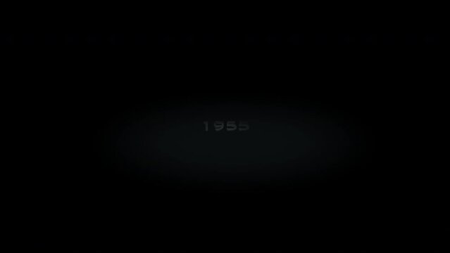 1955 3D title metal text on black alpha channel background