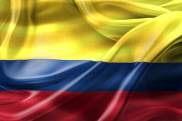 Colombia flag - realistic waving fabric flag