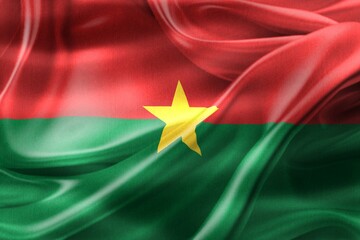 Burkina Faso flag - realistic waving fabric flag