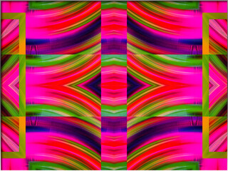 Abstract, Vertical and Horizontal Lines and Patterns, Multi Coloured, within a Border