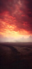 Fototapeta premium Amazing panorama view of a lake at sunset, sunrise Beautiful night view in wild nature, forest, water, pink maroon colors wallpaper banner.