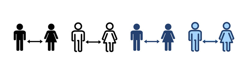 Social distancing vector. social distance sign and symbol. self quarantine sign