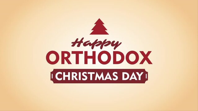 Happy Orthodox Christmas Day text reveal animation on vintage background and green screen footage. 4K. Suitable for celebrations, wishes, and events.
