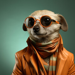 Fototapeta premium Meerkat mongoose with colored dress and stylish NFT art Generative ai