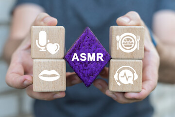 Autonomous Sensory Meridian Response ( ASMR ) stress-relieving sounds concept. ASMR love meditation relaxation therapy trend club.