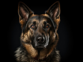 German Shepherd Dog Studio Shot on Clear Isolated Background, Generative AI