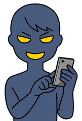 スマホを操作する悪人