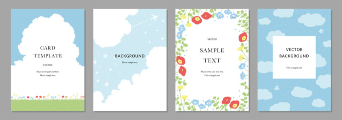 空と花、春を感じる自然のフレームセット