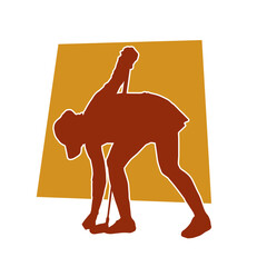 Silhouette of a woman playing golf. Silhouette of a female golfer in action pose.