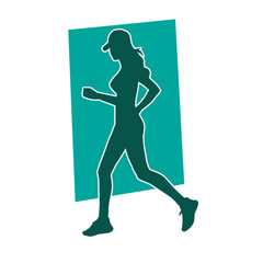 Silhouette of a sporty woman in running pose. Silhouette of a female run pose.