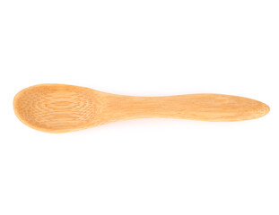 Empty wooden spoon on white background