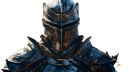 Medieval knight in armour isolated on transparent background