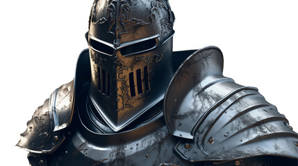 Medieval knight in armour isolated on transparent background
