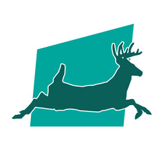 Silhouette of a wild deer forest animal with beautiful antlers. 