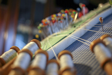 bobbin lace at home for an elderly woman