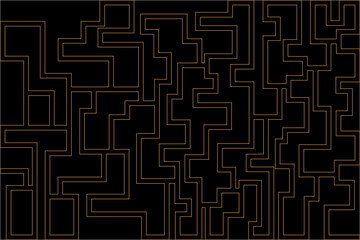 Abstract of background vector. Design labyrinth of line gold on black background. Design print for illustration, textile, puzzle, magazine, cover, card, background, wallpaper. Set 24