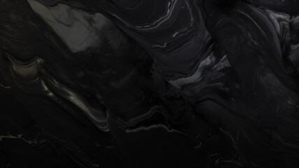 Obraz premium black marbled texture, smooth glossy finish, black background, water color splash mark, abstract, background, wallpaper, website, design, header