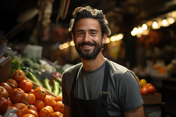 Smiling worker in the supermarket