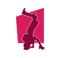 Silhouette of a male dancer doing hand stand pose. Silhouette of a man dancing pose.
