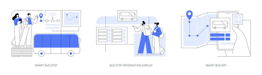 Smart city public transportation isolated cartoon vector illustrations se