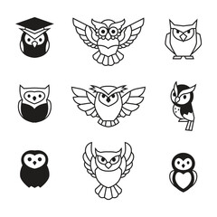owl logo collection vector