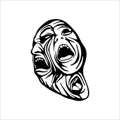 vector illustration of three faces of depression concept