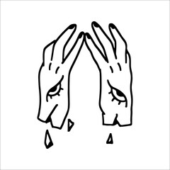 vector illustration of hand with eyes