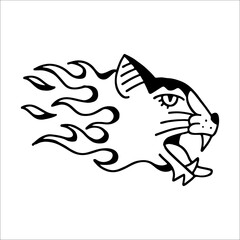 vector illustration of tiger with fire concept