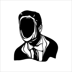 vector illustration of a man with a hollow face
