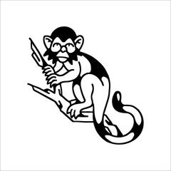 vector illustration of monkey outline