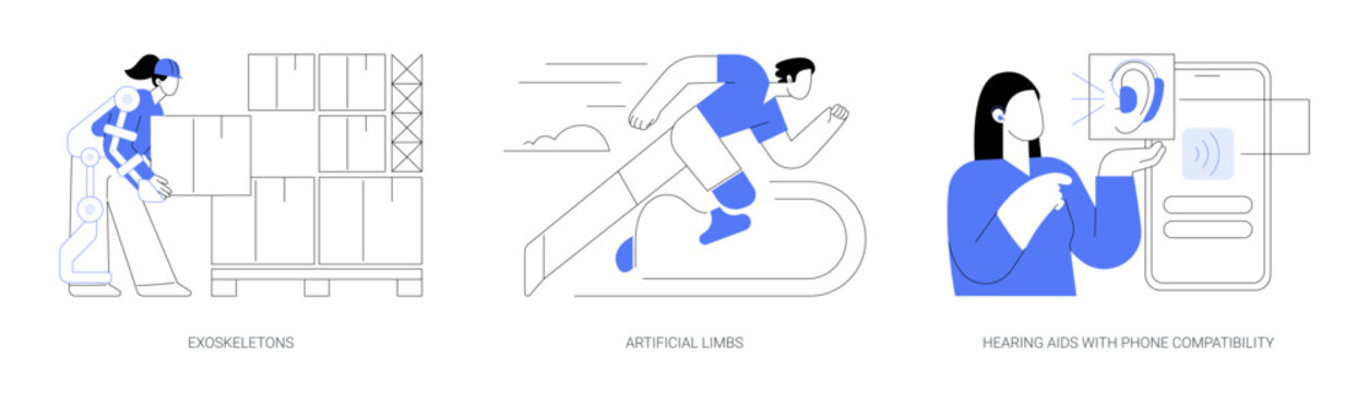 Human augmentation isolated cartoon vector illustrations se