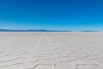 Landscape of the Uyuni Salt Flat, in Bolívia.