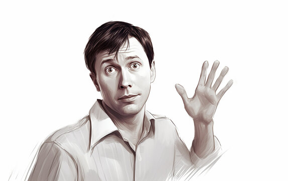 Ilustração de um homem dizendo "oh não" com fundo branco