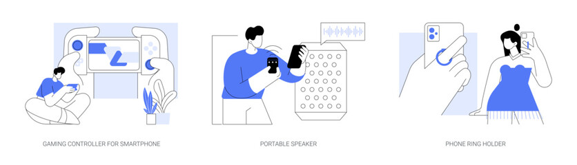 Smartphone gadgets isolated cartoon vector illustrations se