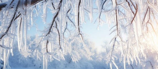 Protective ice shield on trees prevents freezing damage and icicle formation.