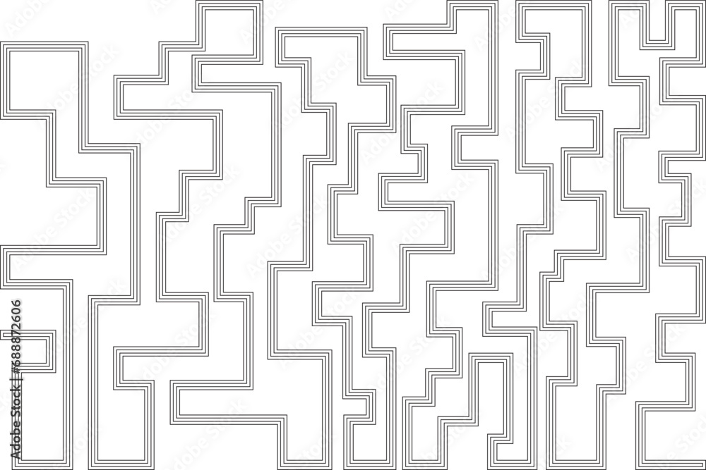 Poster abstract of background vector. design labyrinth of line black on white background. design print for 