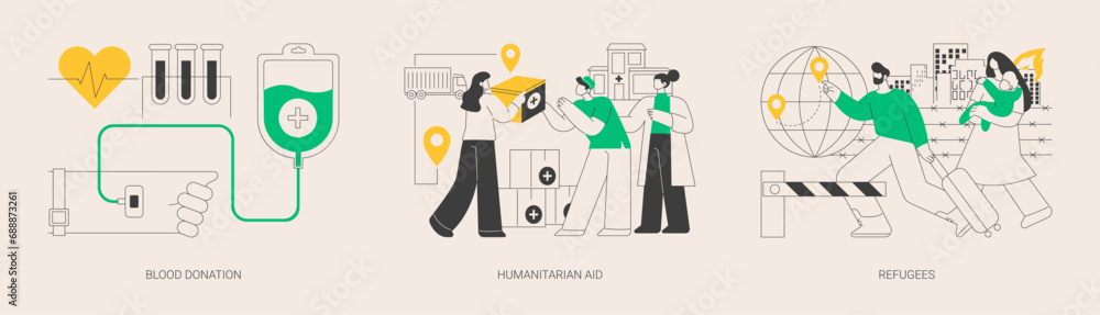 Wall mural Humanitarian help abstract concept vector illustrations.