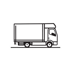 line illustration of delivery, shipping, box truck