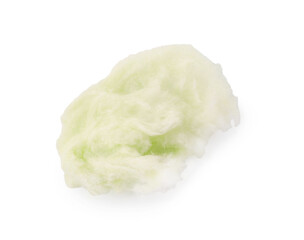 Sweet green cotton candy isolated on white, top view