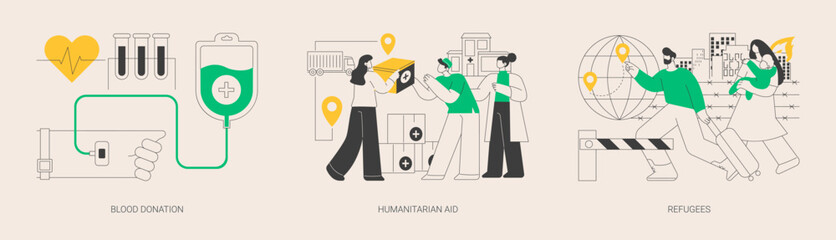 Humanitarian help abstract concept vector illustrations. - obrazy, fototapety, plakaty