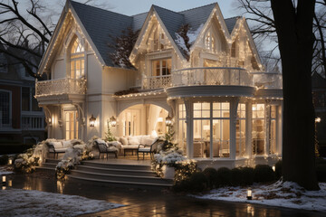 Fototapeta na wymiar Beautiful big house in the holiday season