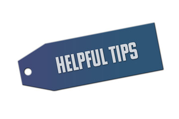 Helpful tips symbol. A blue tag with words Helpful tips. Isolated on white background.