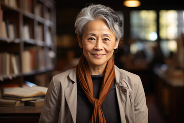 Asian professor woman - obrazy, fototapety, plakaty