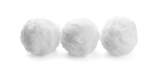 Balls of clean cotton wool isolated on white