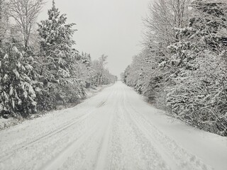 Obraz premium snow covered road
