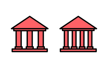 Bank icon set illustration. Bank sign and symbol, museum, university