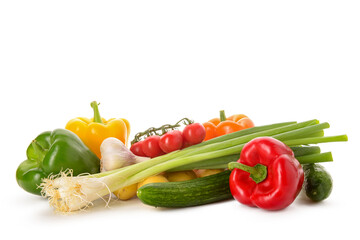 Fresh vegetables on white background