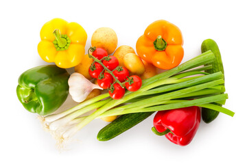 Fresh vegetables on white background